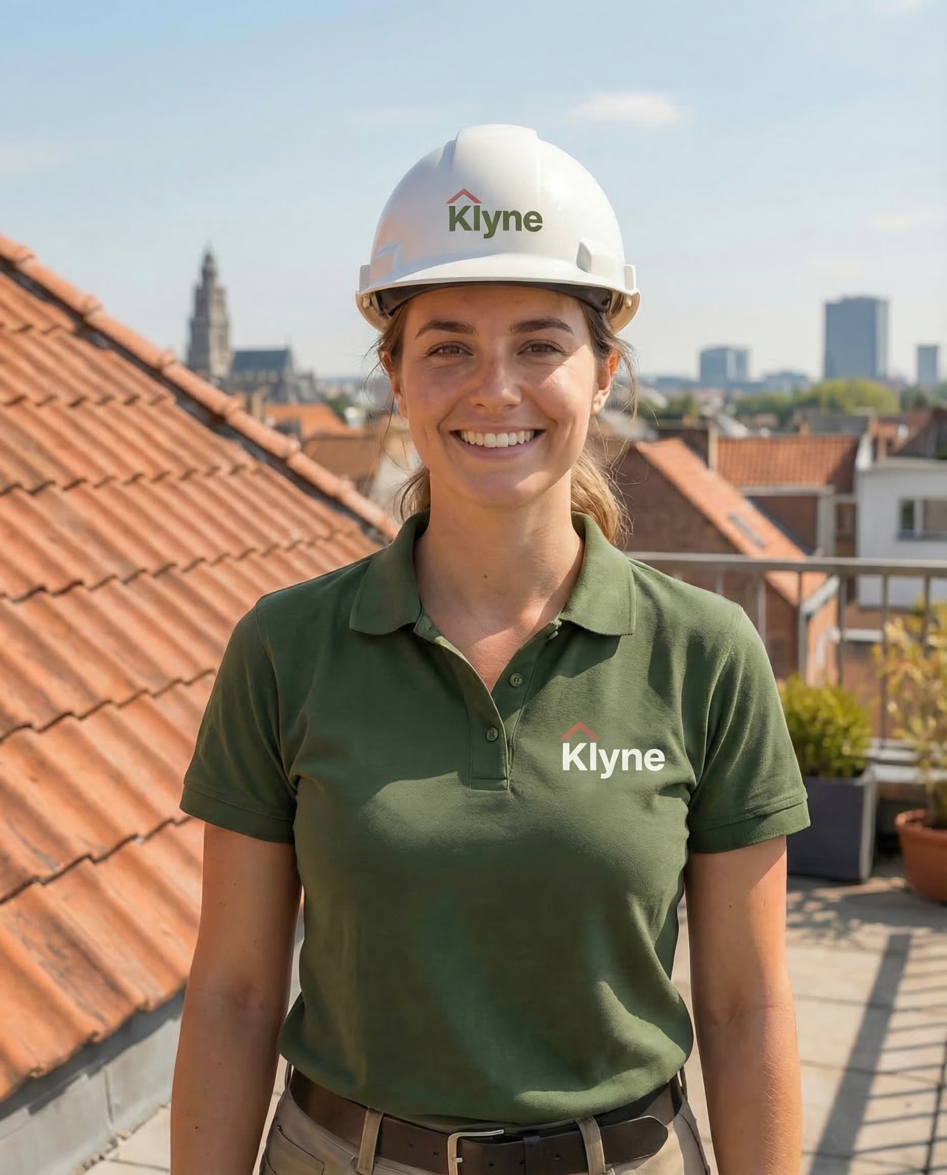 Technicienne Klyne sur une toiture